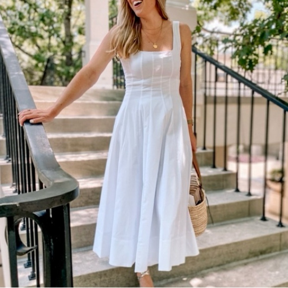🌺🎉HP🎉🌺 NWT Staud Wells Midi Dress White - Picture 5 of 16
